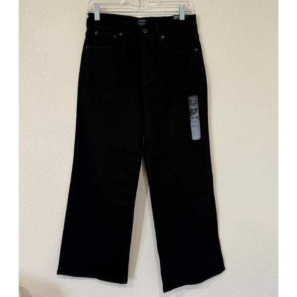 NWT J.Crew Cropped Wide Leg Black Jean in All Day Stretch CB371 Size 27 - Picture 2 of 6